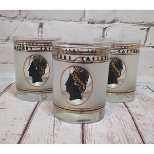 Lot of 3 Caesars Palace 8oz Cocktail Rocks Glass From Vegas Casino Frosted